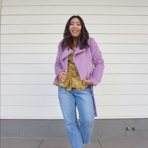 Lilac Fuzzy Moto Jacket